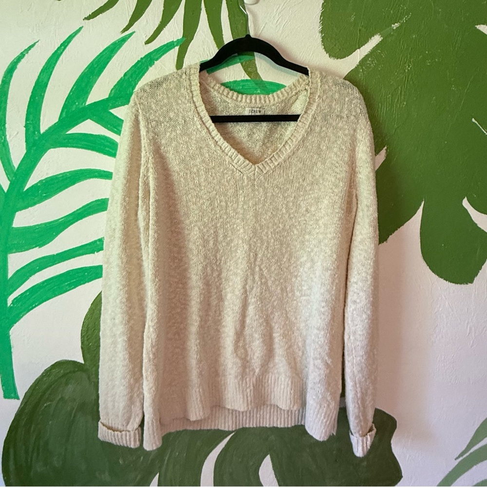 J. Crew Cream V-Neck Sweater